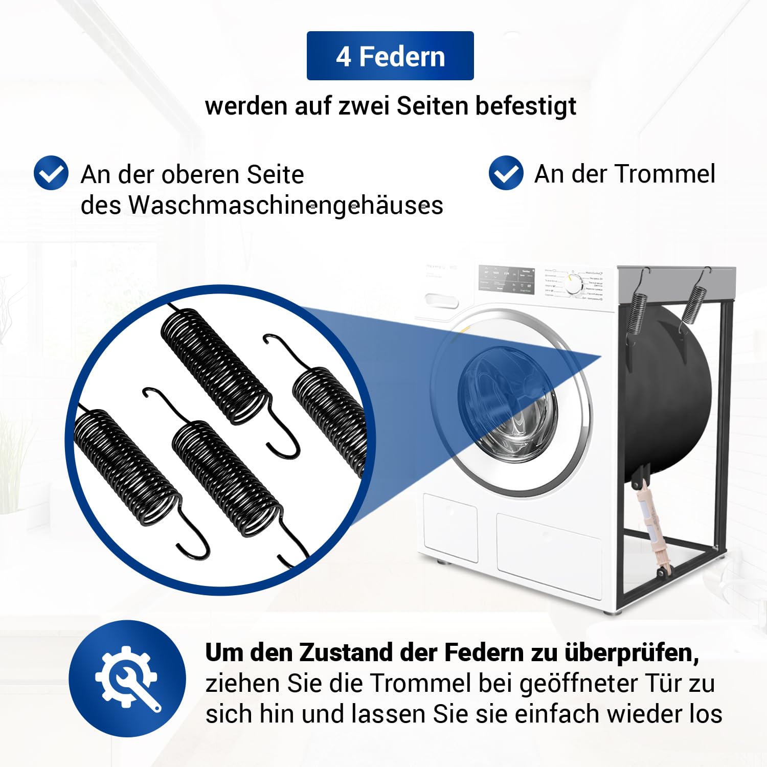 VIOKS Sprężyna bębna ze stali nierdzewnej do pralki Miele Zamiennik modelu Miele 4176890