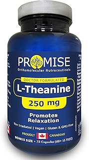 🇨🇦 75vcaps L-Theanine, 250mg, Extra Strength. Promotes Relaxation, Nervous System, Calmness, Made In Canada