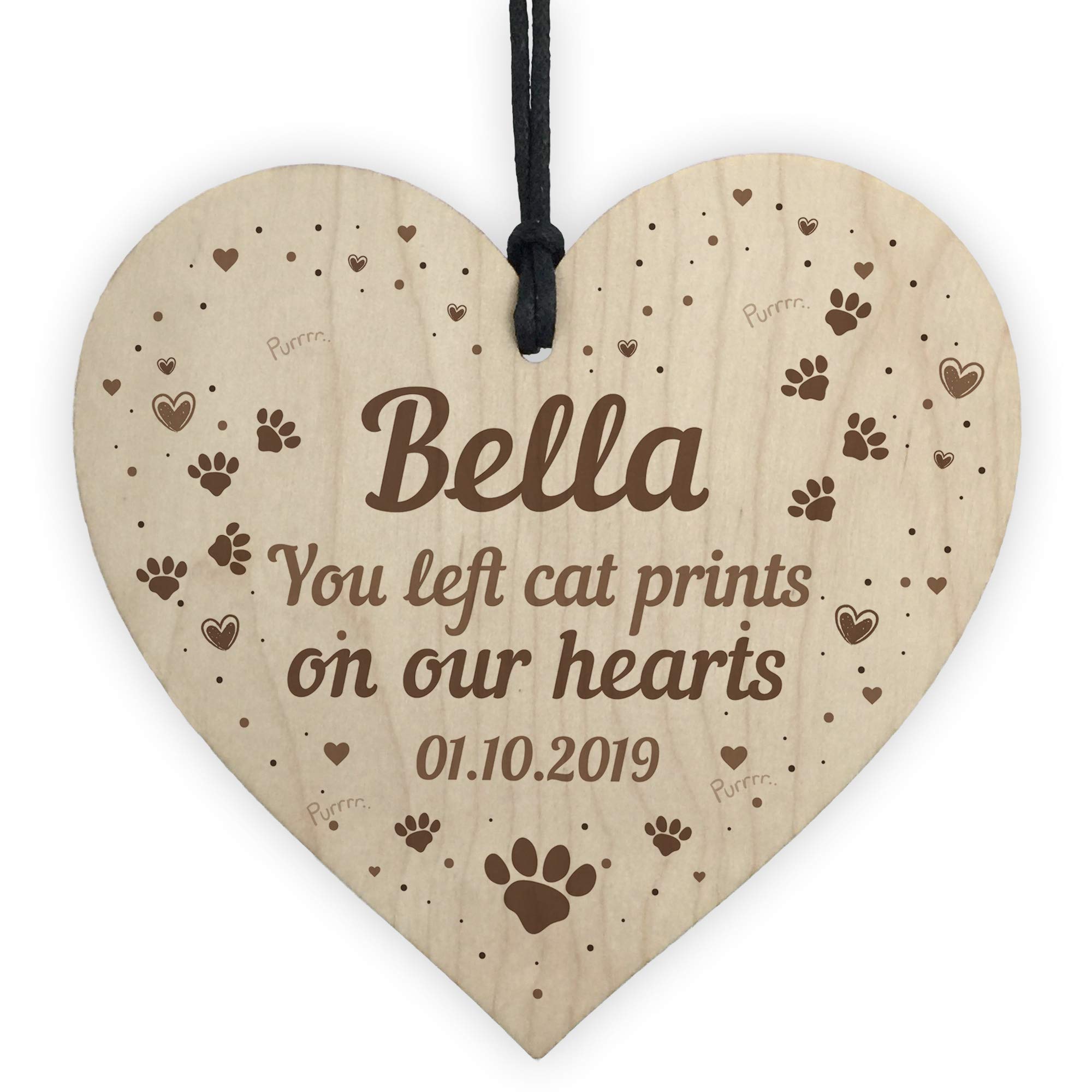 RED OCEAN Wood Personalised Cat Memorial Gift Cat In Memory Plaque Keepsake