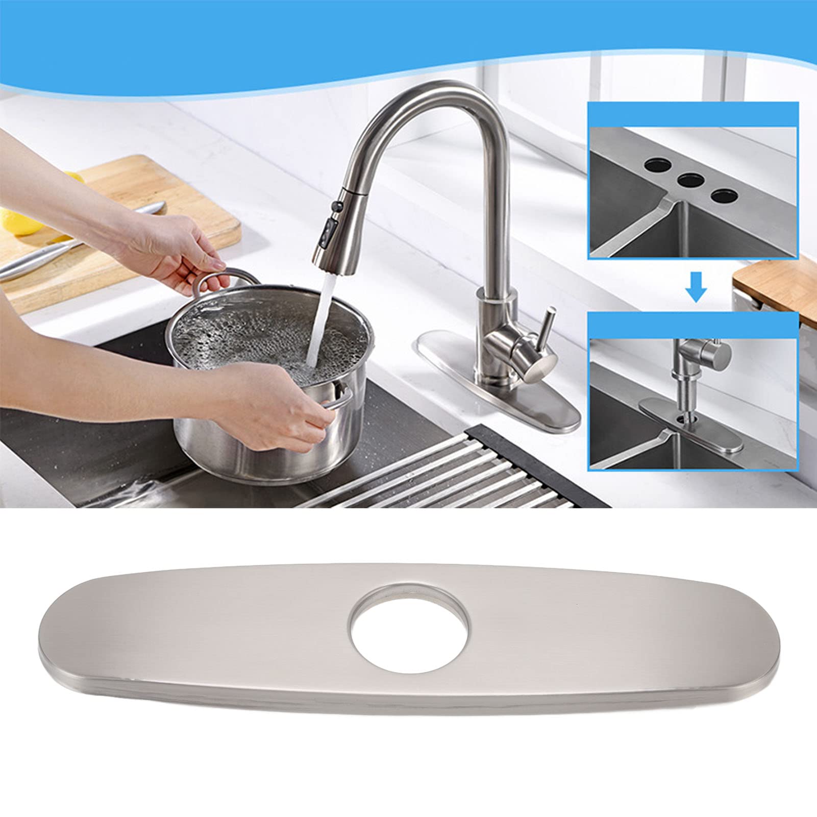 ATPCOLTD 10 Inch Hole Cover Deck Plate Escutcheon, Stainless Steel Sink - View #5