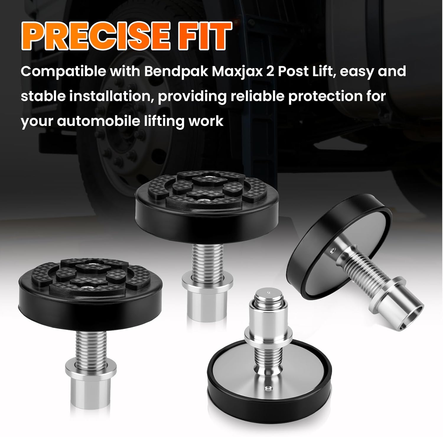 D-Lumina 35mm Shaft Diameter Car Lift Round Tray Rubber Pads Fit for 2 Post Car Lift, 4PCS Screw Up Car Lift Feet Pad, Heightening Feet Plus High Car Lift Tray