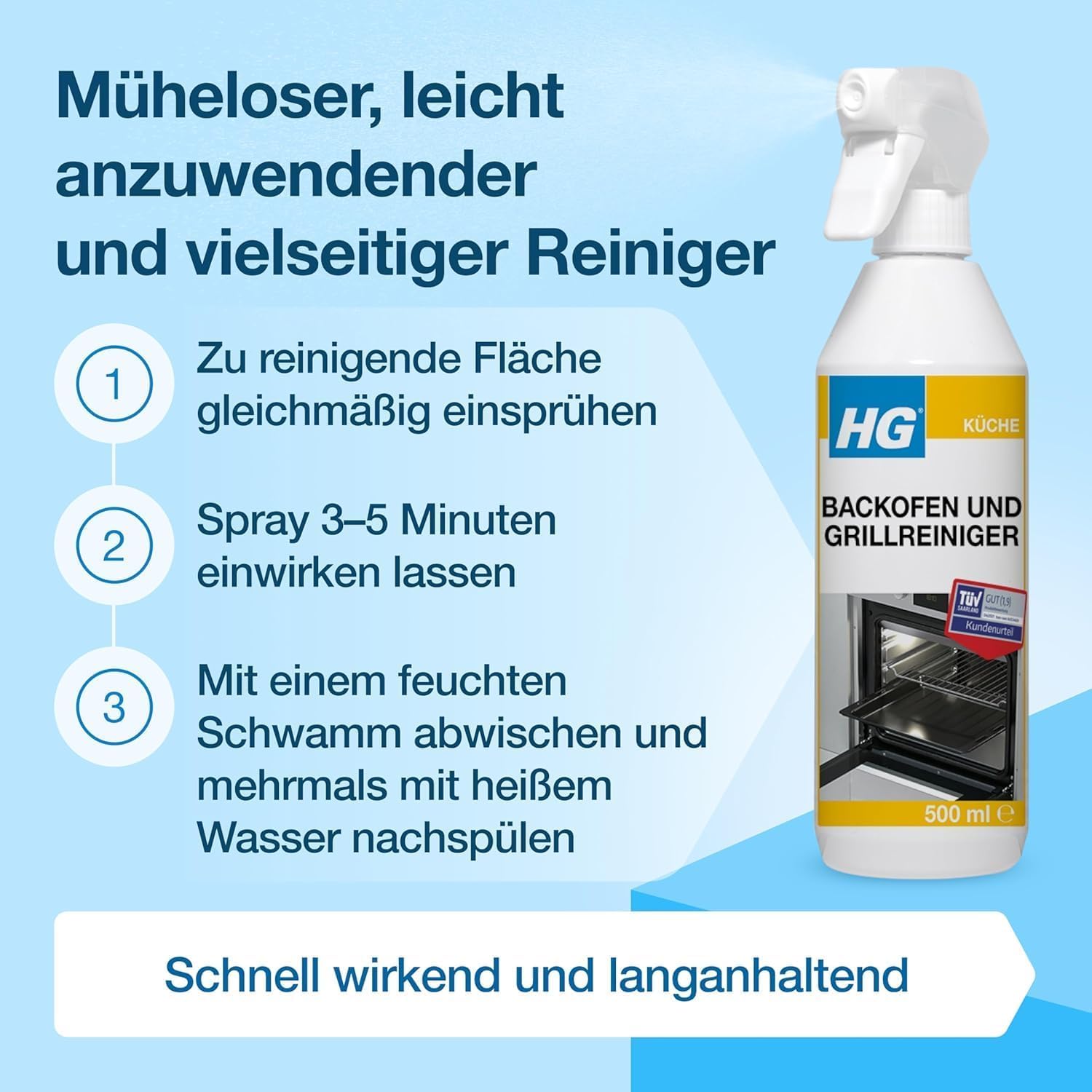 HG Backofen- und Grillreiniger – Stark gegen Eingebranntes Fett & Krusten – 6er Set