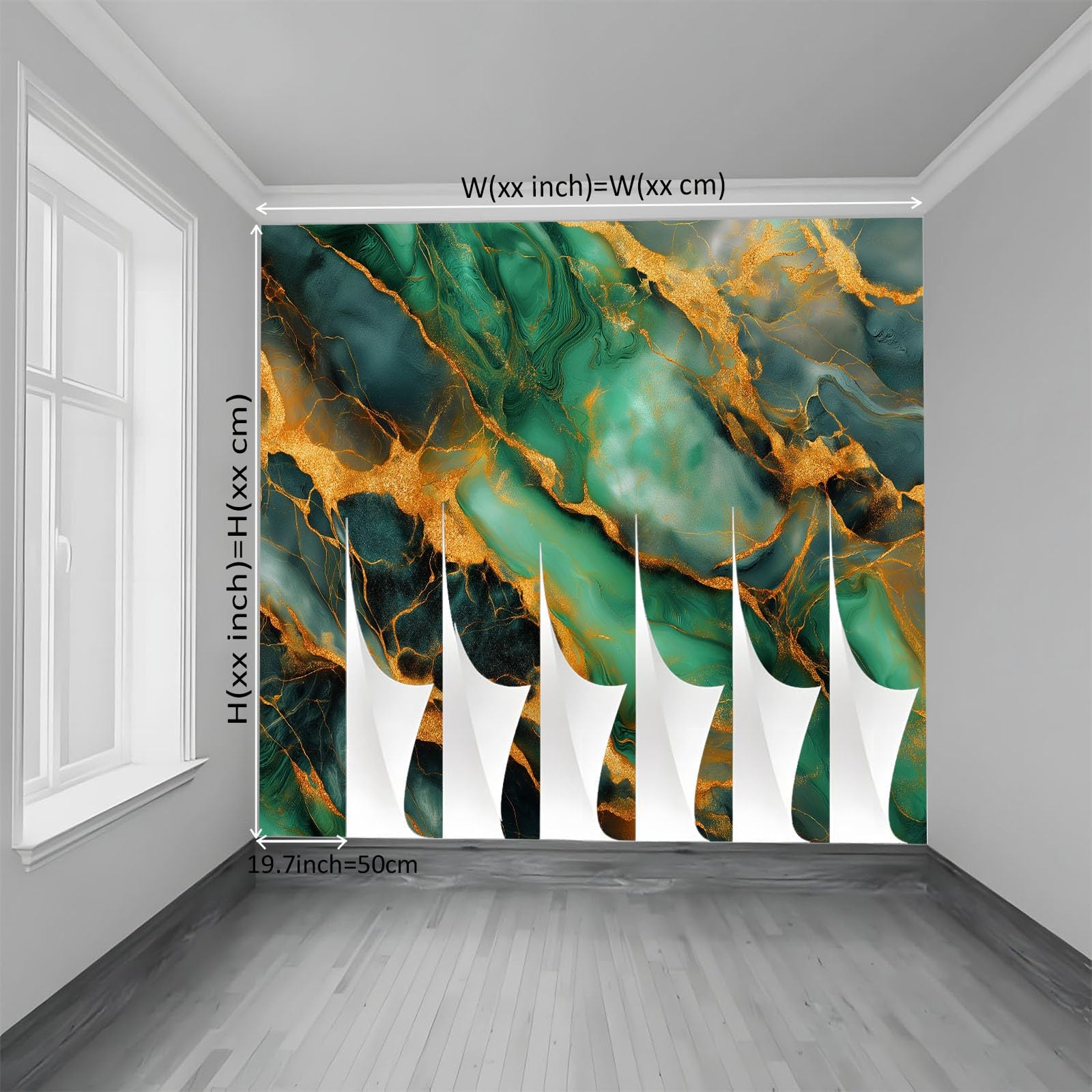 Générique Panoramiczna tapeta 3D, minimalistyczna tapeta z flizeliny, marmur z motywem złotych żył, do salonu, pokoju dziecięcego, biura, pokoju XXL, dekoracja ścienna, 350 x 256 cm, łatwa instalacja