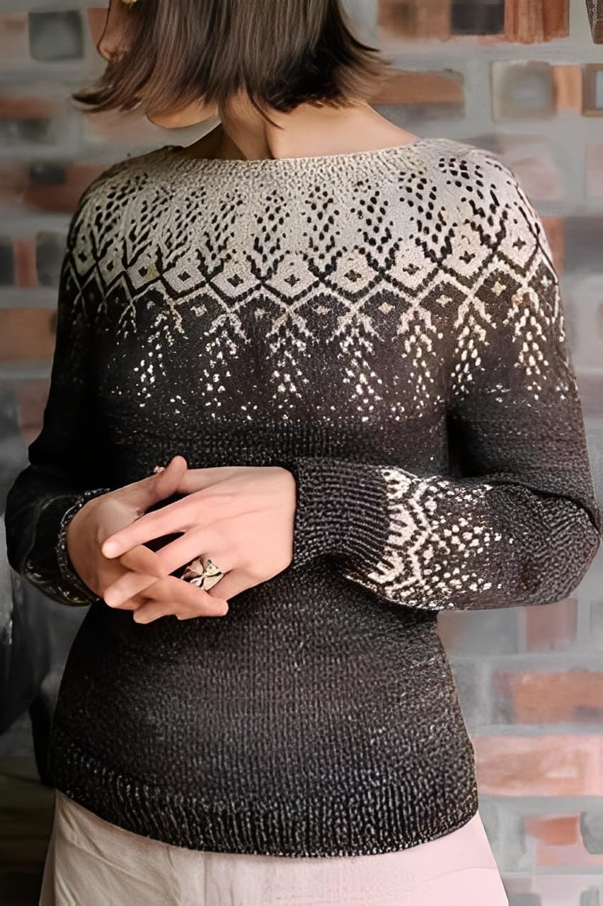 Women's Classic Fair Isle Pattern Knit Sweater 2024 Trendy Casual Loose Crewneck Long Sleeve Lightweight Jumper Tops - Image 2