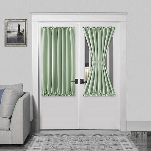 Miniatura 452 de DWCN Cortinas para puerta francesa: cortina térmica con bolsillo para barra para puertas con ventana de cristal, puertas de cocina y patio