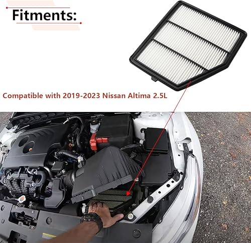 Miniatura 2 de RLB-HILON Filtro de aire de motor compatible con Nissan Altima 2.5L 2019 2020 2021 2022 año, para 165466CA0A 0421960 1433779 CA12551