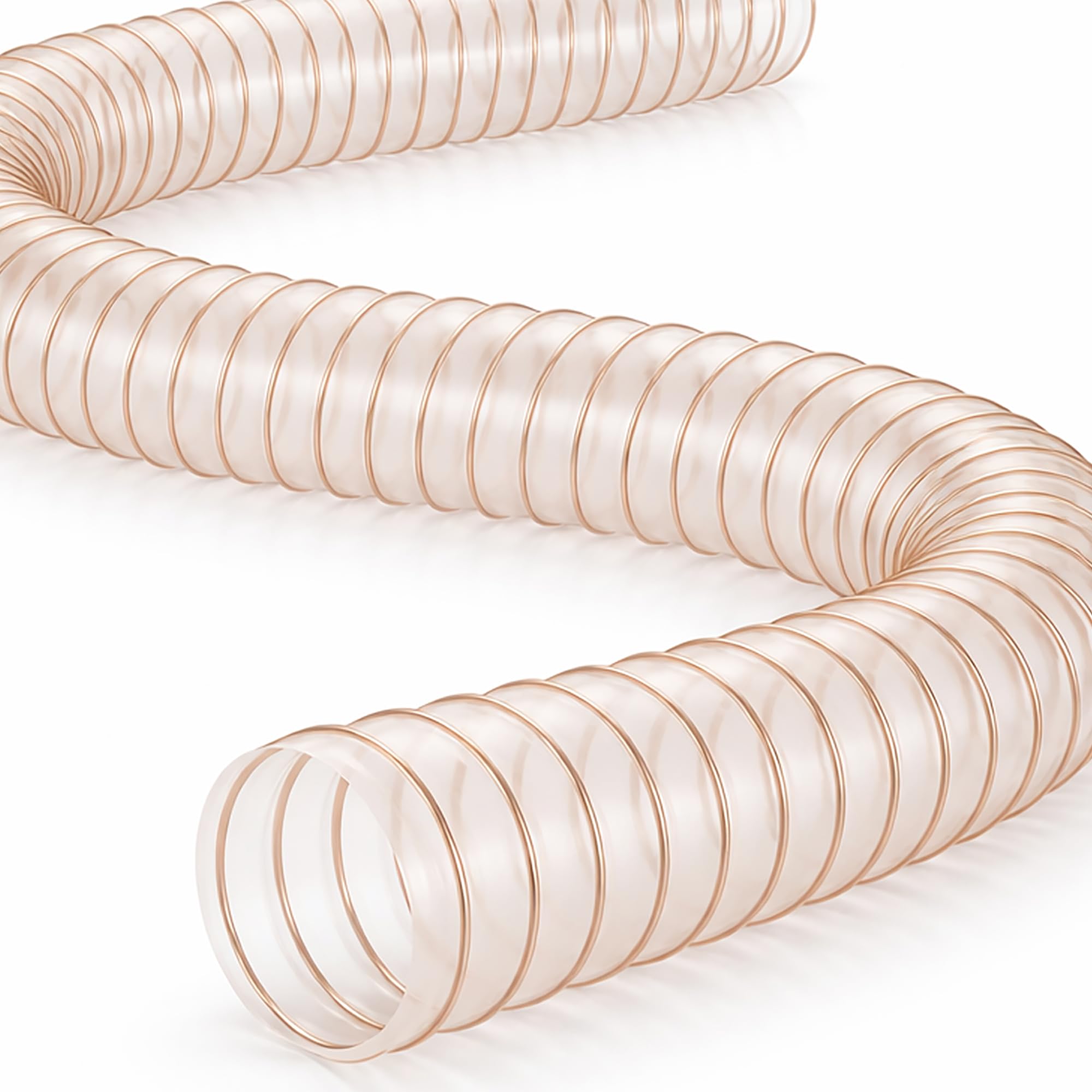 Absaugschlauch PU 0,6 mm PREMIUM | 200 mm Innendurchmesser | transparenter Spiralschlauch antistatisch & schwer entflammbar | Flexschlauch für Absauganlage, abriebfest | Meterware