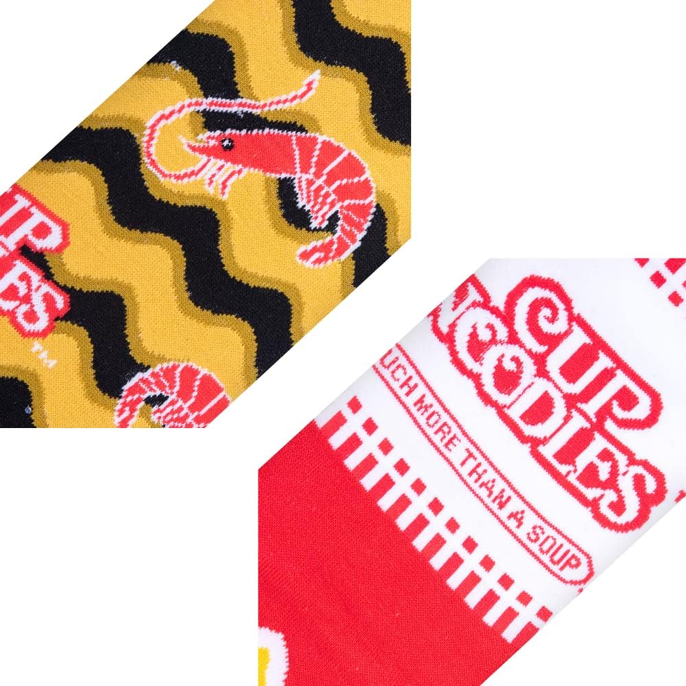 Odd Sox - Cup Noodles Nissen Ramen Crew Socks - 2 Pack Value Gift Bundle - Fun Mix & Match Style Apparel - Food Novelty Print - Comfortable Soft Fit - Image 4