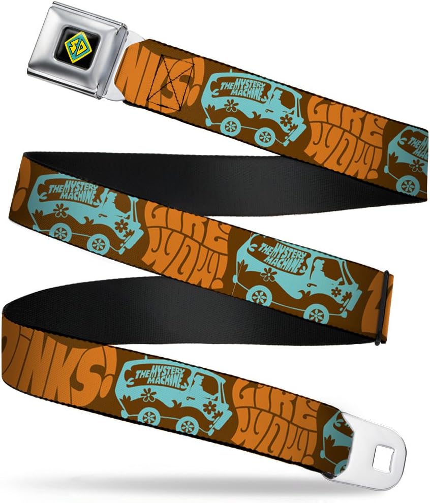 Buckle-Down Seatbelt Belt - ZOINKS!/LIKE WOW!/The Mystery Machine Brown/Baby Blue - 1.0" Wide - 20-36 Inches in Length