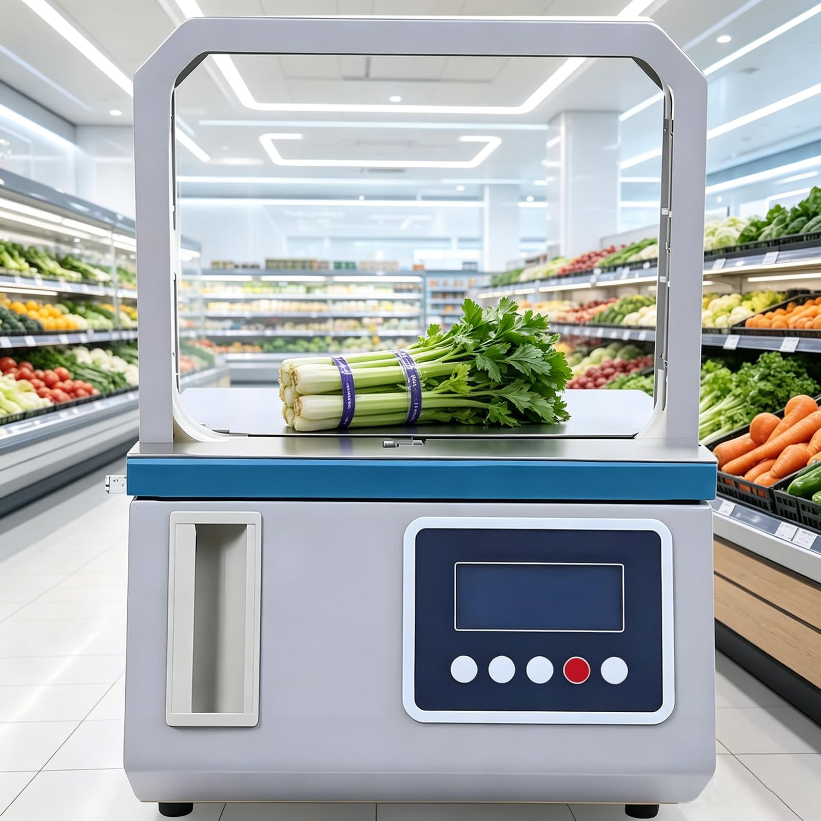 HEIHEIZI Electric Automatic Strapping Machine, 110V/220V Automatic Bundling Machine OPP Strapping Machine, Supermarket Vegetable Bundling Machine, 1.5s Rapid Band, for 11mm Tape Bundling 32×22cm