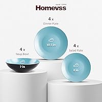 Vista 39 de Colors Life juego de vajilla, exterior negro brillante con interior de color mate