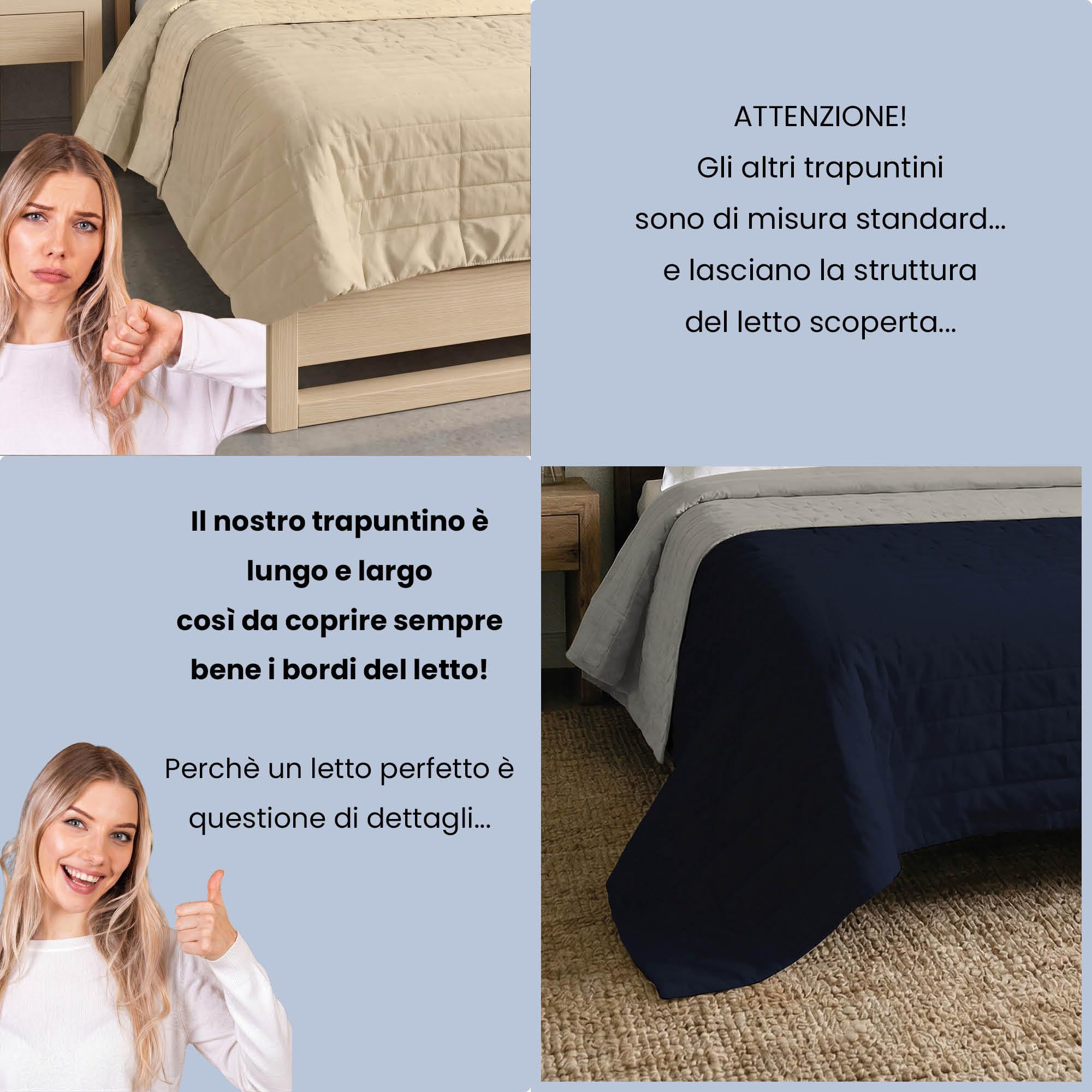 Edrojoón de verano Elegant blu oscuro/gris claro, doble pequeño