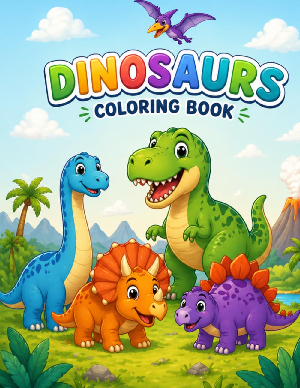 My First Dinosaur Coloring Book: Cute Dinosaurs for Toddlers Ages 2–4 | Big Easy Coloring Pages
