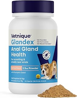 Vetnique Glandex Dog Fiber Supplement Powder for Anal Glands with Pumpkin, Digestive Enzymes & Dog Probiotics for Digestive Health - Vet Recommended - Boot The Scoot (Salmon, 2.5oz Powder)