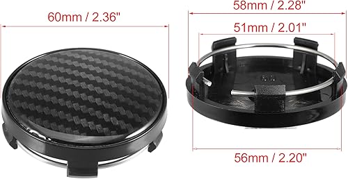 Miniatura 4 de X AUTOHAUX 4 tapacubos centrales de rueda de 2.32 pulgadas (2.362 in), cubiertas universales, piezas de tapa de cubo para coche, base negra,