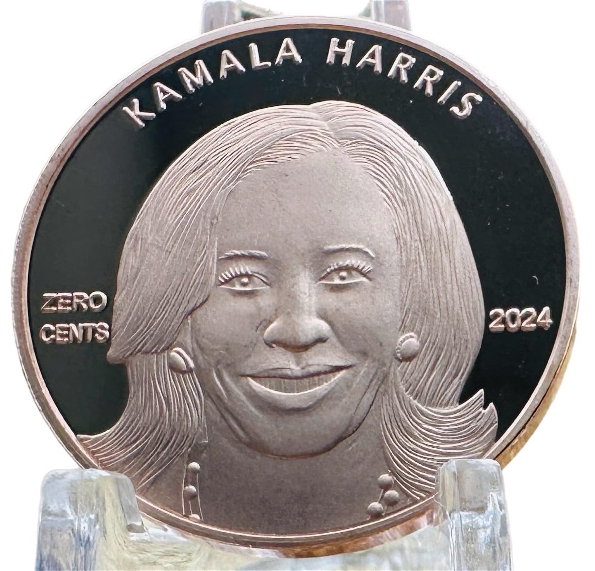 Kamala Harris 2024 President Zero Cents Penny Coin Souvenir, Democrat Let's Go Brandon Kamala for President Coin, Copper Iron Plated, 30 x 2.5mm Donald Trump Beat Kamala Harris