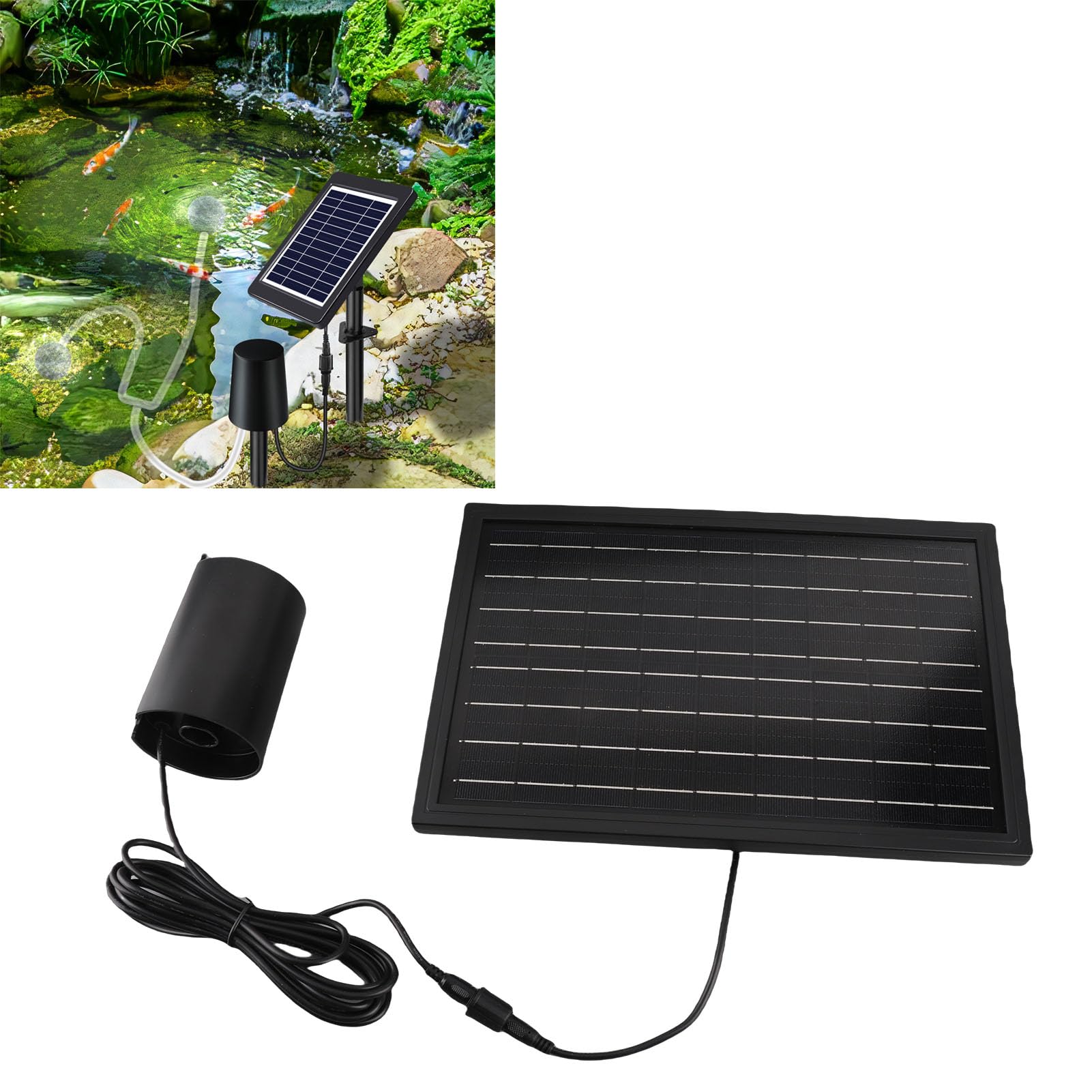 Zunate Aireador Solar Ajustable para Estanques |Bomba de Aire de Oxígeno de 8W 10V 2400mAh Batería IP64 para Acuario de Tanque Común