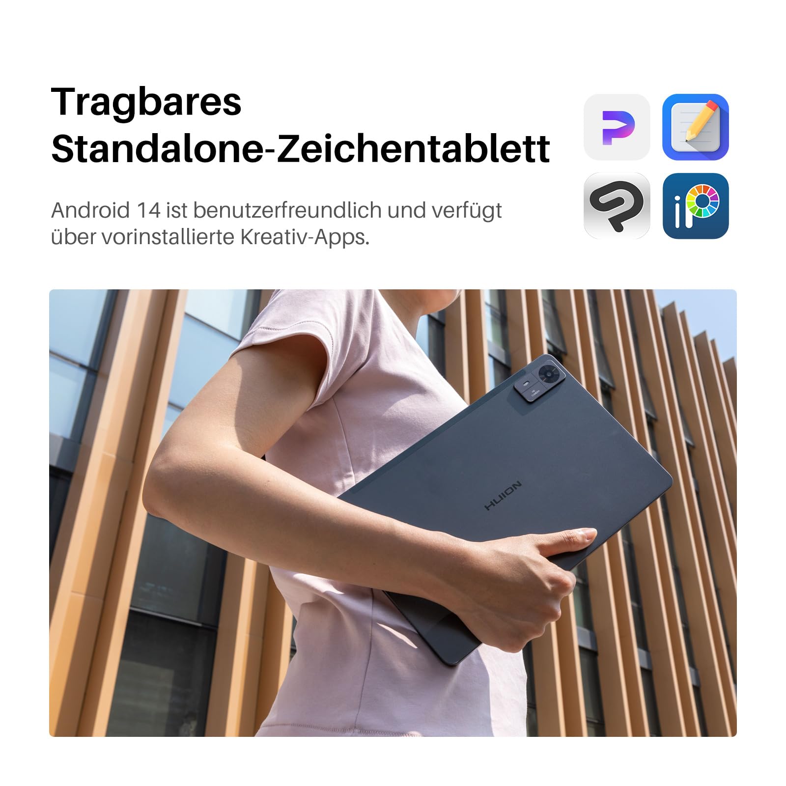 HUION Kamvas Slate 11 Grafiktablett mit Display ohne PC, Neigungsstift, 8 GB + 128 GB, Android 14, WLAN, 8000-mAh-Akku, Tragbares 10,95-Zoll-Standalone-Zeichentablett mit 90-Hz-Bildwiederholrate