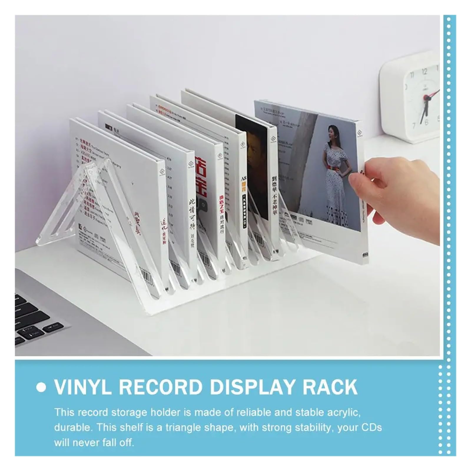 Porta Vinili Scaffale portaoggetti da Tavolo Fermalibri Ufficio Porta Dischi in Vinile Ganizer for riviste CD Triangolo