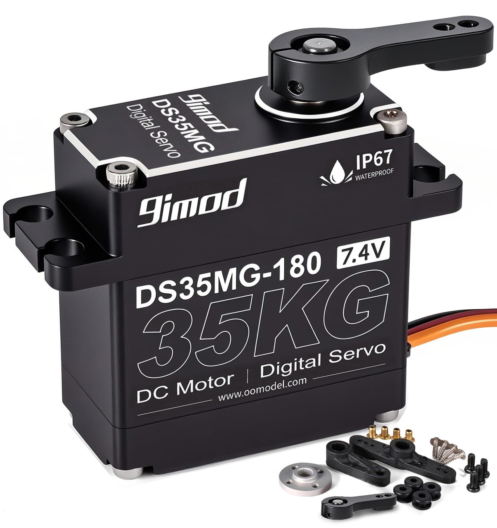 Waterproof 35KG High Torque RC Steering Servo Motor, Powerful & Fast Full Metal Gear Digital High Speed arduino servo for 1/8 1/10 1/12 RC Cars, Crawler, Truck, Buggy, Robotic, Control Angle 180°