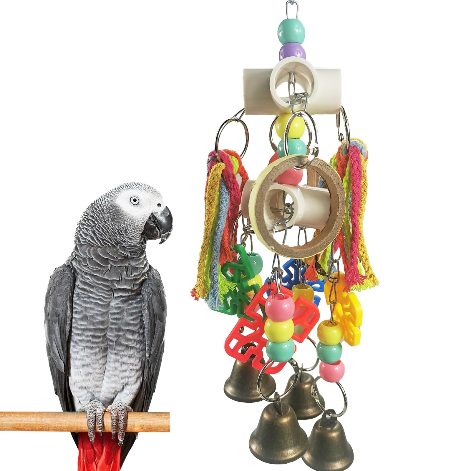 Parrot Toys, Bird Toys, Hanging Interactive chew Toys, Suitable for Small and Medium-Sized Parrots Such as African Grays, Cockatoos, Cokatoos, Amazon Parrots
