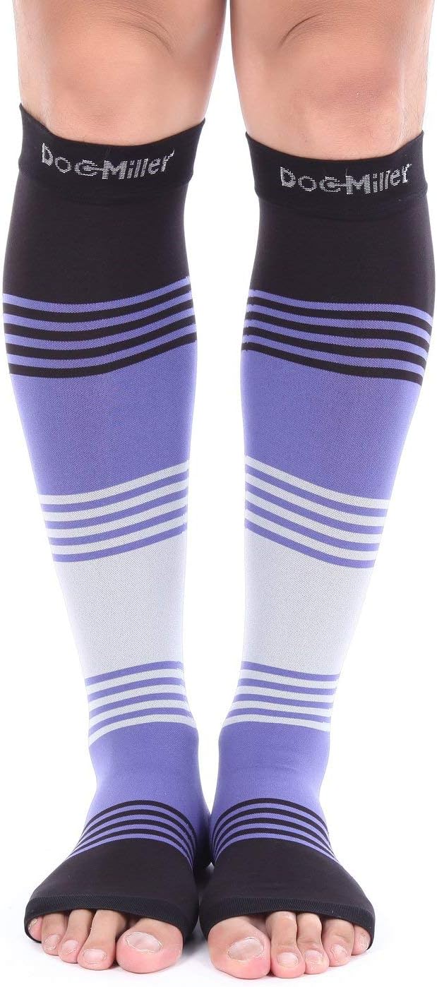 Doc Miller Open Toe Compression Socks for Women & Men 20–30 mmHg, Toeless Knee High Leg Sleeves for Support, Pain Relief, Swelling, Varicose Veins, Nurses & Pregnant Women, 1 Pair - Image 9