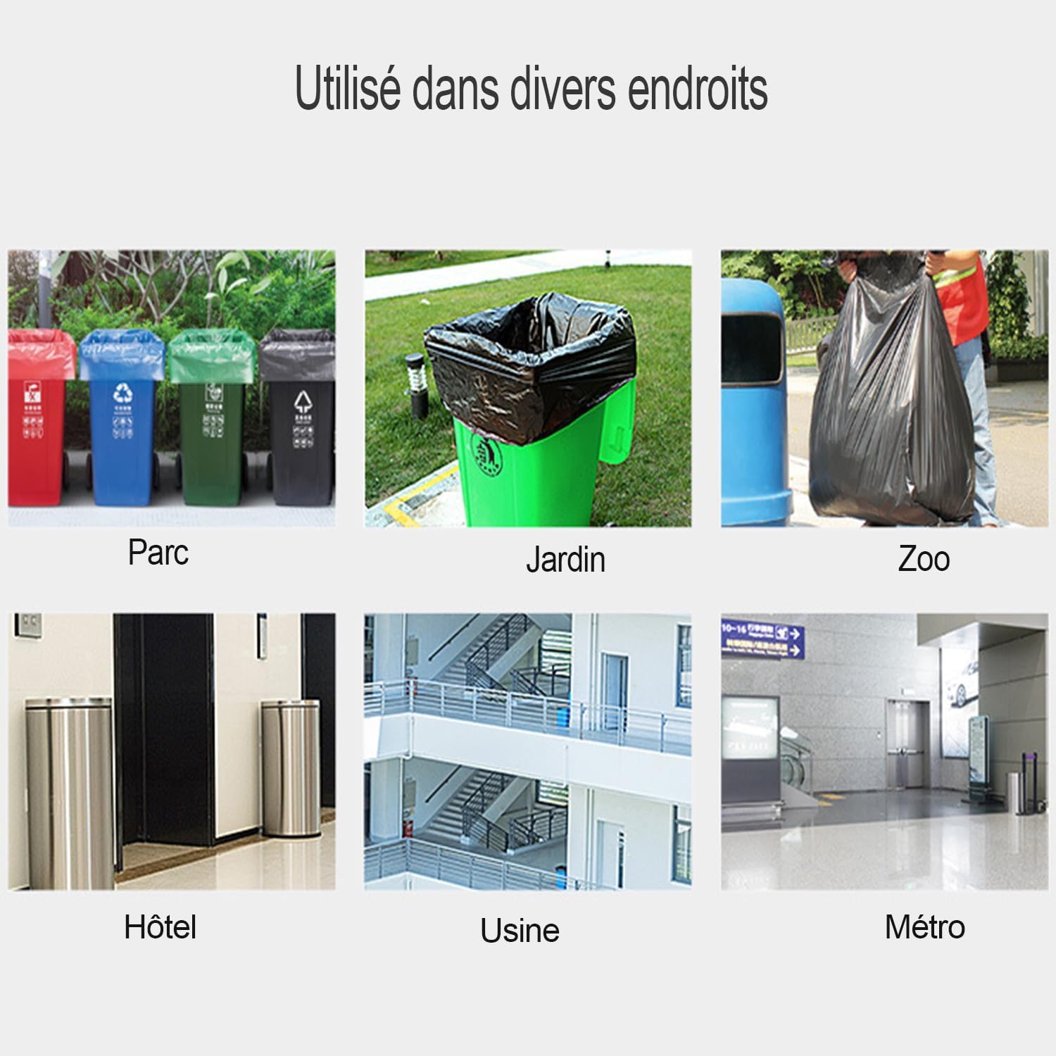 Sac Poubelle ultra résistant, Sacs poubelle à poignées coulissantes,Sacs en Plastique Recyclés Étanchéité maximale (50L(8Paquet))