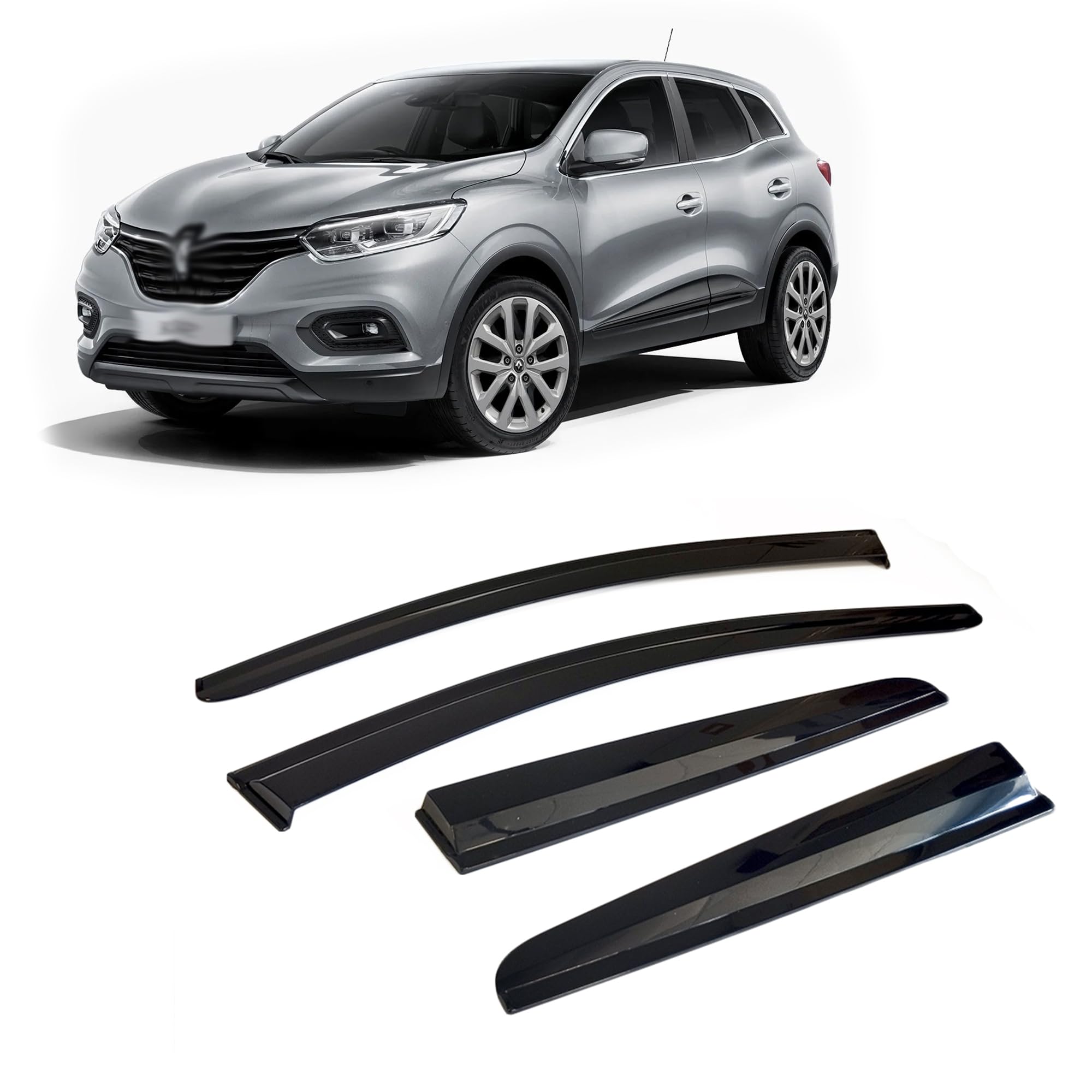 Windabweiser Luftabweiser Regenabweiser Seitenfensterabweiser Kompatibel mit Renault Kadjar 2015-2021 Autofenster Regenschutz Regenabweiser Anklebbare Deflektoren Externe Passform 4 Stück