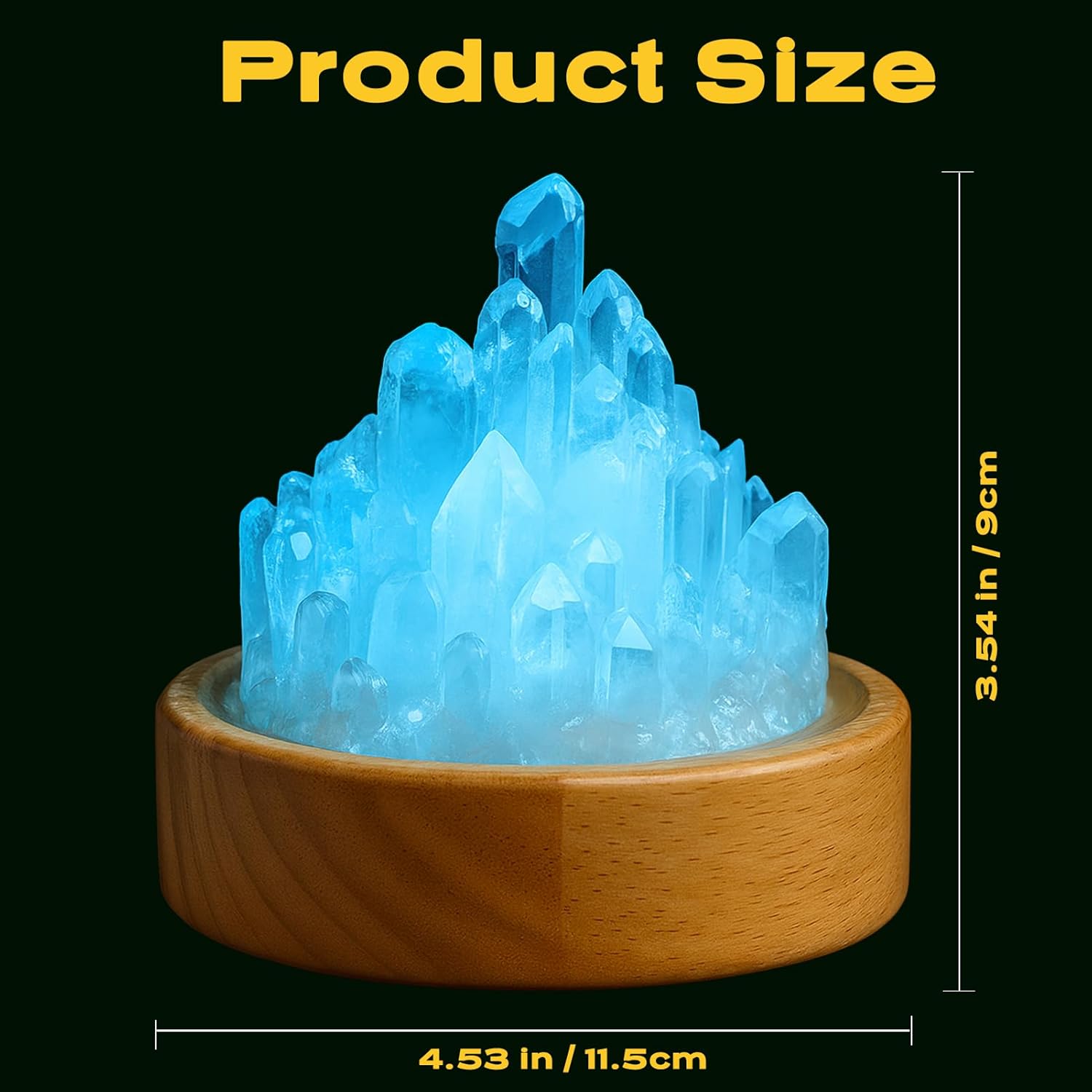 8 Colors Changing Clear Quartz Lamp, Natural Crystal Night Light with 3 Lighting Modes, 12-Level Brightness Adjustment USB Powered Wooden Base Night Light for Bedroom Home Decor, Ideal Gift