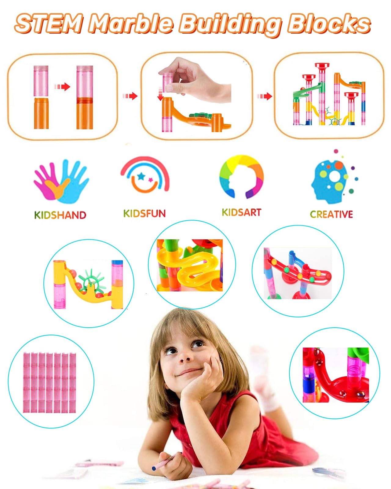 Ucradle Marble Run, 232pcs Marble Runs for Kids Durability STEM Educational Learning Toys Marble Maze Race Track Game Set for 3 4 5 6 7+Year Old Boys Girls, For Birthdays Christmas Holiday - Image 3