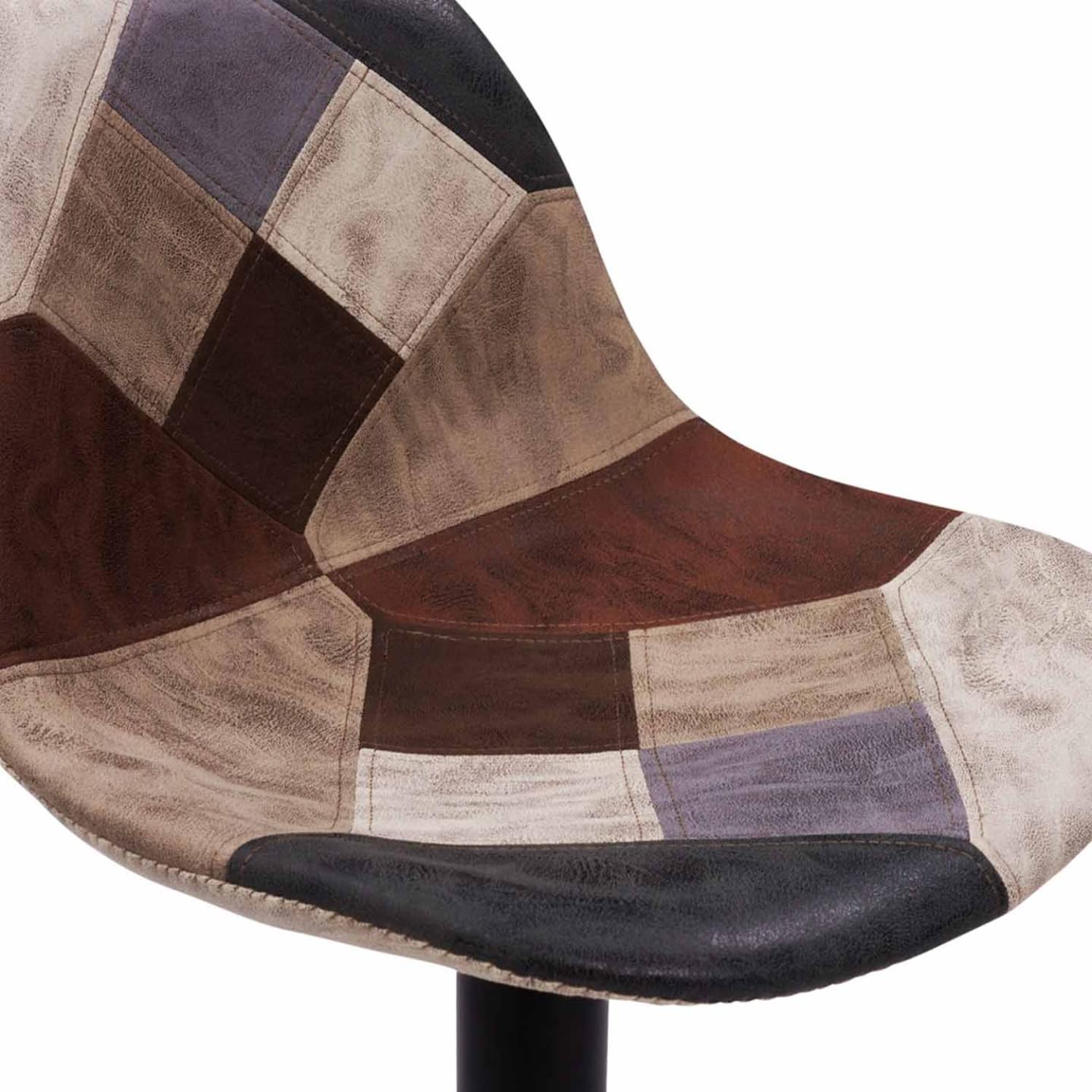 IDMarket - Set di 2 sgabelli da bar KARL patchwork in marrone, grigio e beige con gambe nere