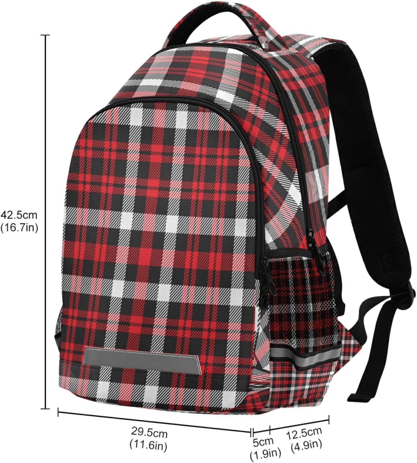 Eionryn Red Black Buffalo Plaid Backpack Tartan Check Laptop Backpacks Book Bags Water Resistant Daypack Durable College Shoulder Bag Sports Travel Day Pack