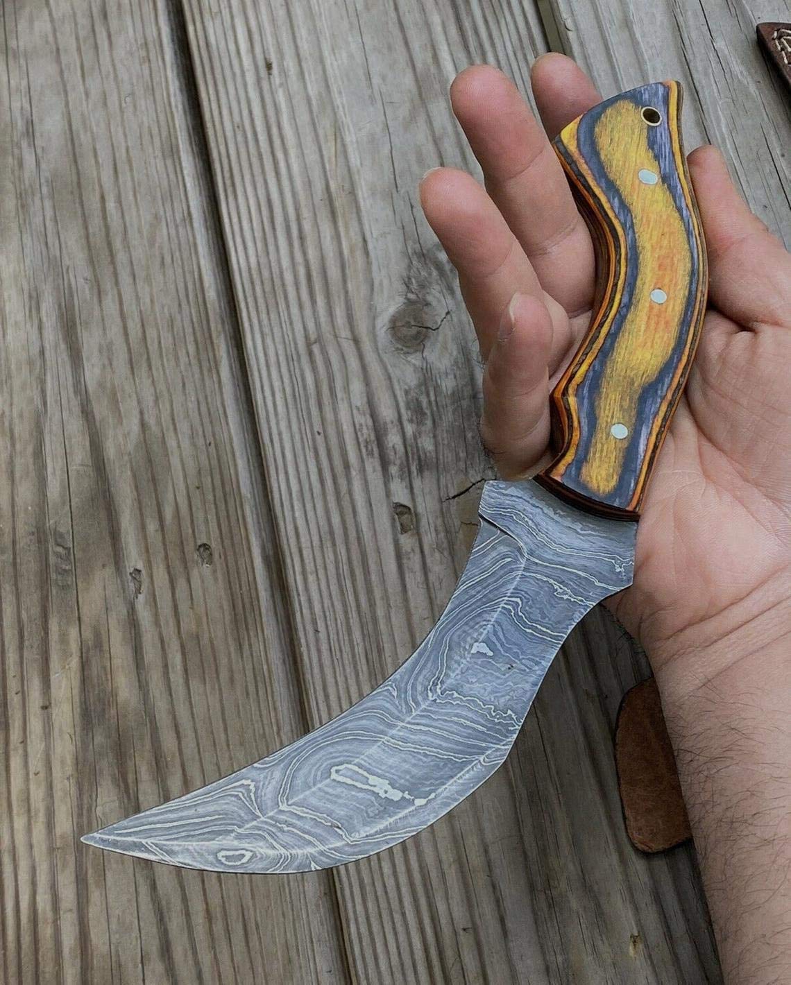 Amazon.com: KE-0700-HK Custom Handmade Damascus Steel Hunting Karambit  Knife 11