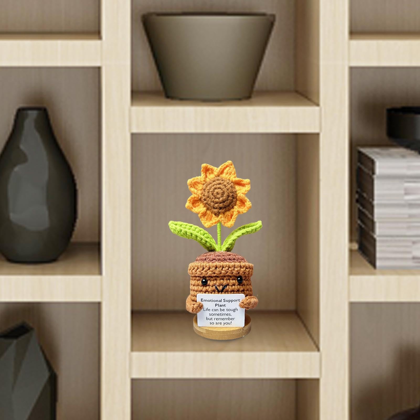 Confezione da 10 girasoli positivi Veiggie all'uncinetto, mini peluche
