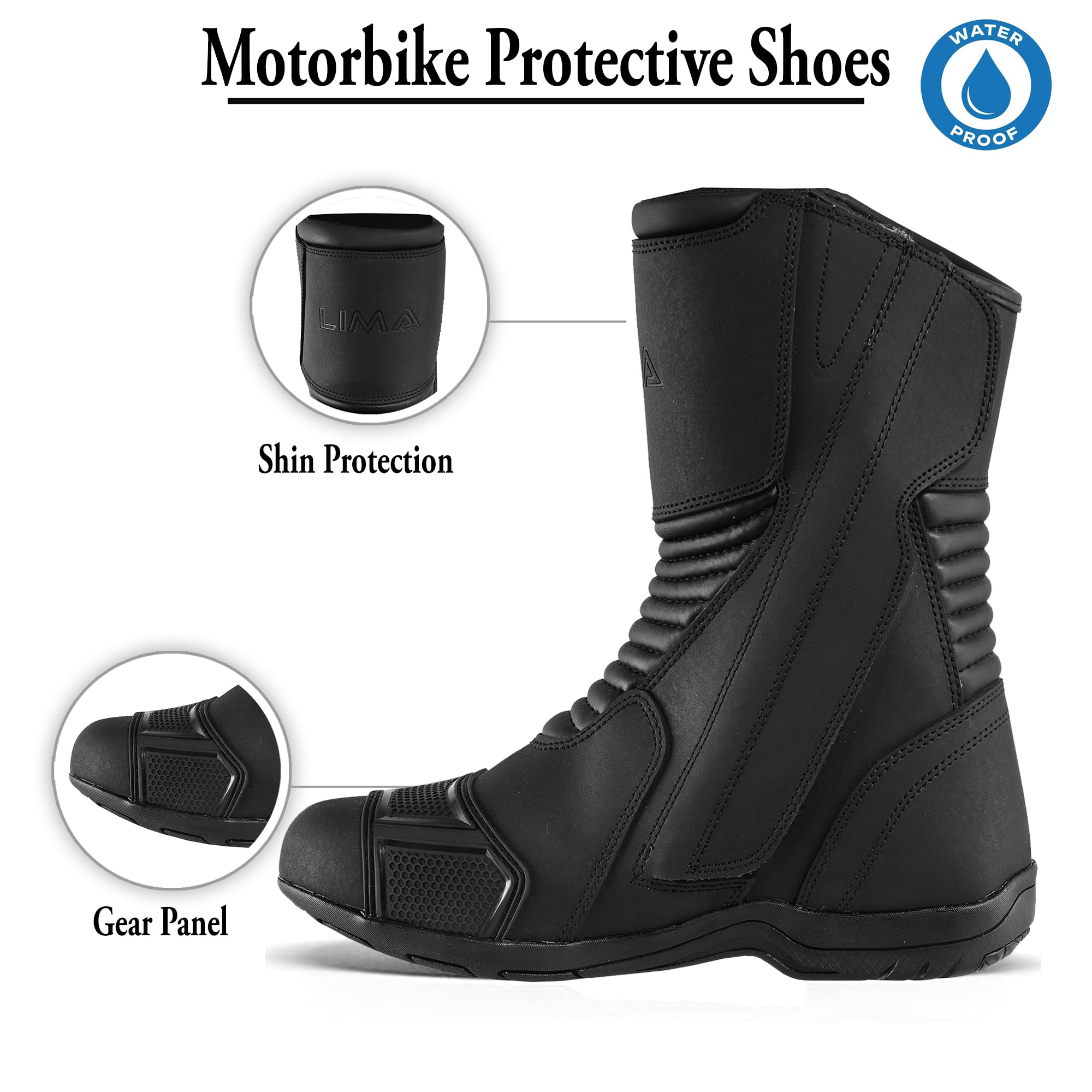 Bottes de moto de tourisme en cuir véritable pour homme, homologuées CE, imperméables, semelle en caoutchouc antidérapante, protection renforcée