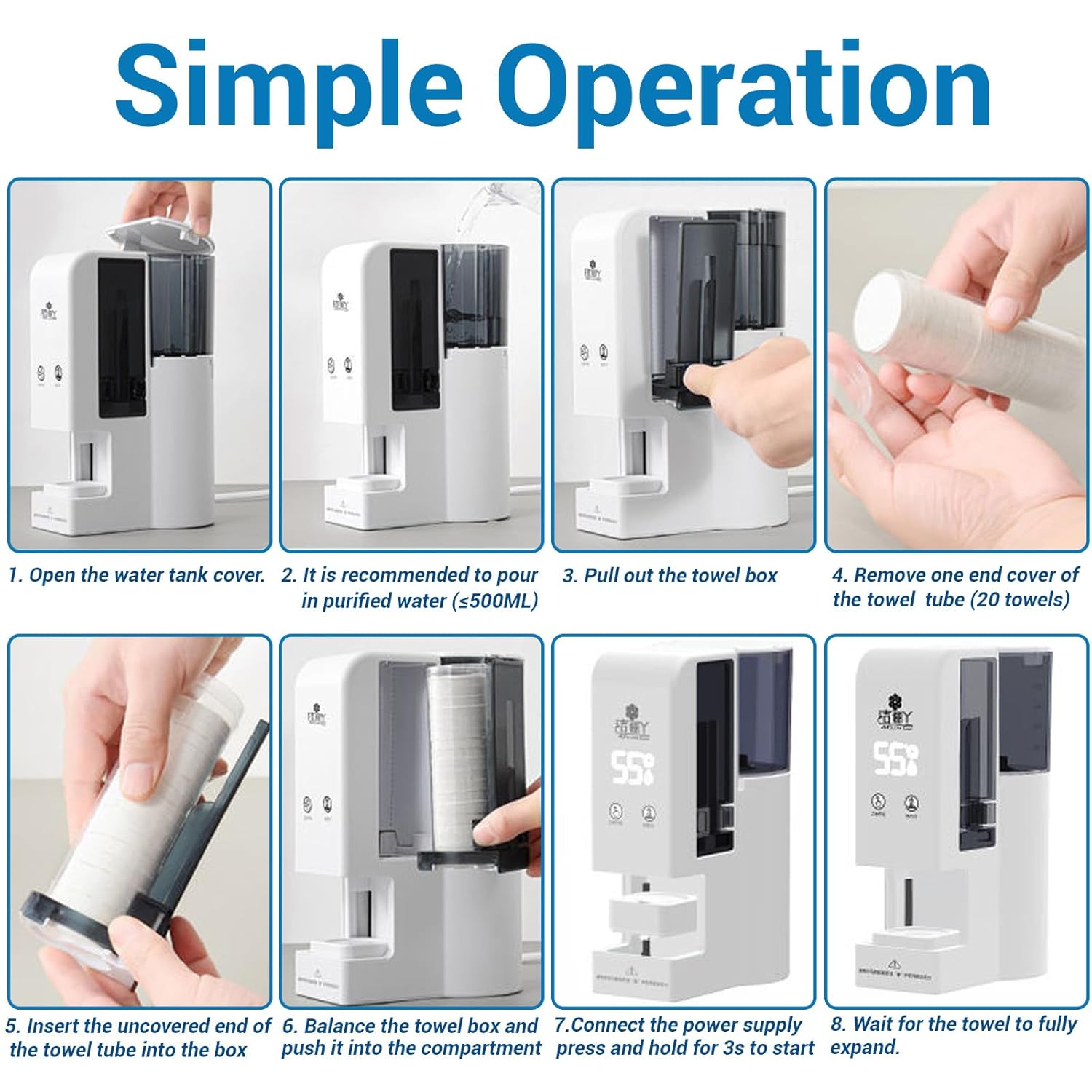 Hot Face Towel Warmer Machine,Automatic Hot Face Towel Heater Machine Dispenser,55°C Constant Temperature, Smart Voice Alerts, 5-Second Warmth,Home Salon Equipment Towel Warmer for Facials, Spa