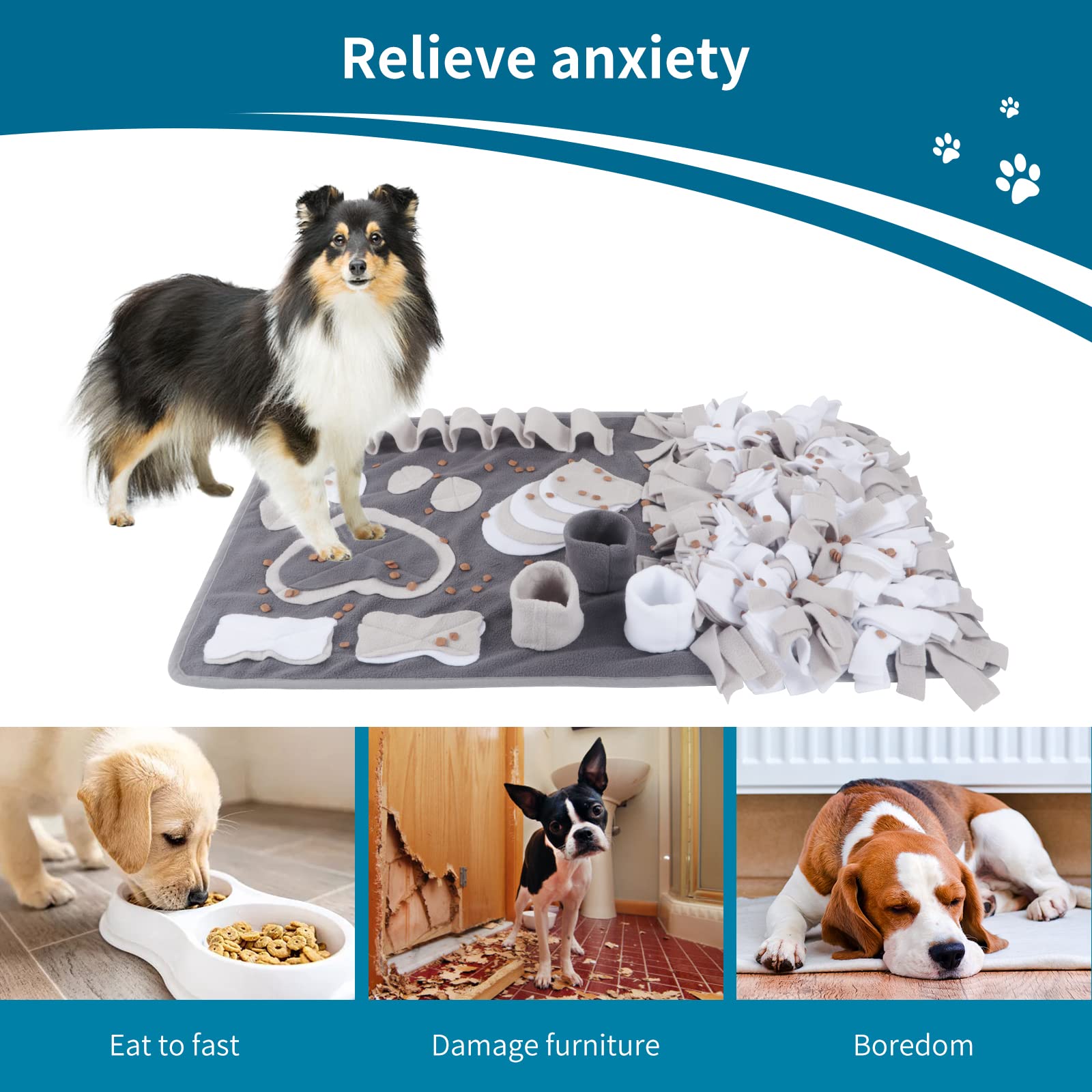 Tappeto Olfattivo Per Cani | Giochi Di Intelligenza Con Nascondigli Per Snack, Lavabile E Pieghevole Per Addestramento - Foto 11