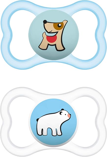 MAM Supreme Dummies Set of 2 Baby Soothers for Healthy Teeth and Jaw Development, Prevents Skin Irritation, with Dummy Box, 16+ Months, Dog/Polar Bear