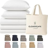 Vista 52 de Cloud Scape Linen - Juego de sábanas de 100% algodón egipcio, tamaño individual, juego de ropa de cama de lujo de 3 piezas, 400 hilos, calidad