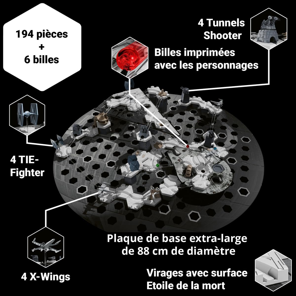 Ravensburger - Gravitrax Star Wars - Pack de démarrage - Circuits de Billes 201 pièces - Jeux de Construction dans l'univers de Star Wars - Enfant, Adute Enfant, Adulte dès 8 Ans - 23860 | GraviTrax Action Set Death Star Wars Circuit Billes 201 pièces, En
