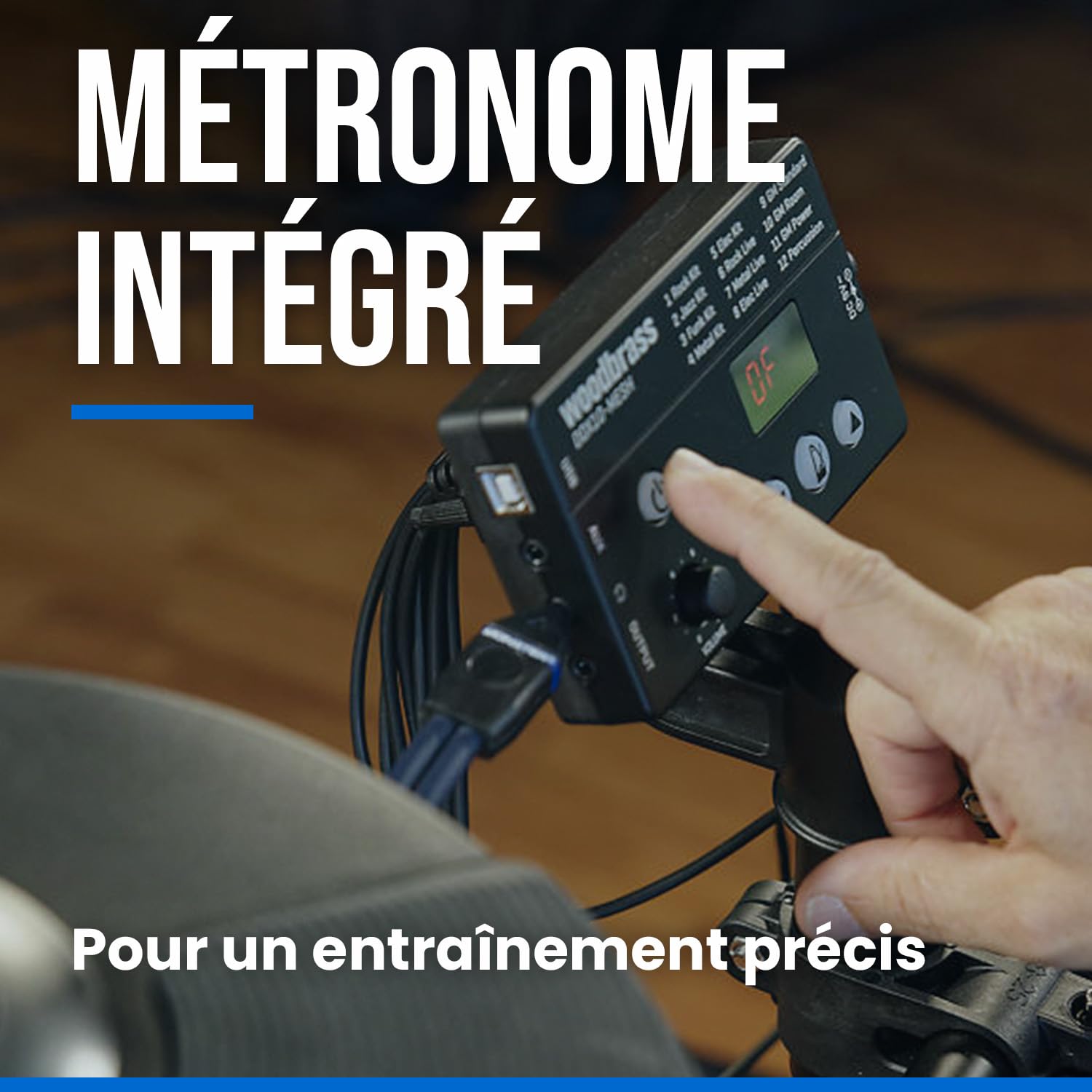 Woodbrass DDX10-MESH Batterie électronique - Kit complet idéal pour débutant enfant & adulte, Prête à l'emploi, Accessoires inclus - Pads en peaux maillées réalistes, naturels, silencieux