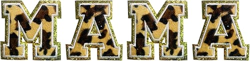 MAMA - Parches de letras termo-adhesivas para ropa de béisbol, parches bordados de chenilla para coser personalizados, para reparación de ropa,