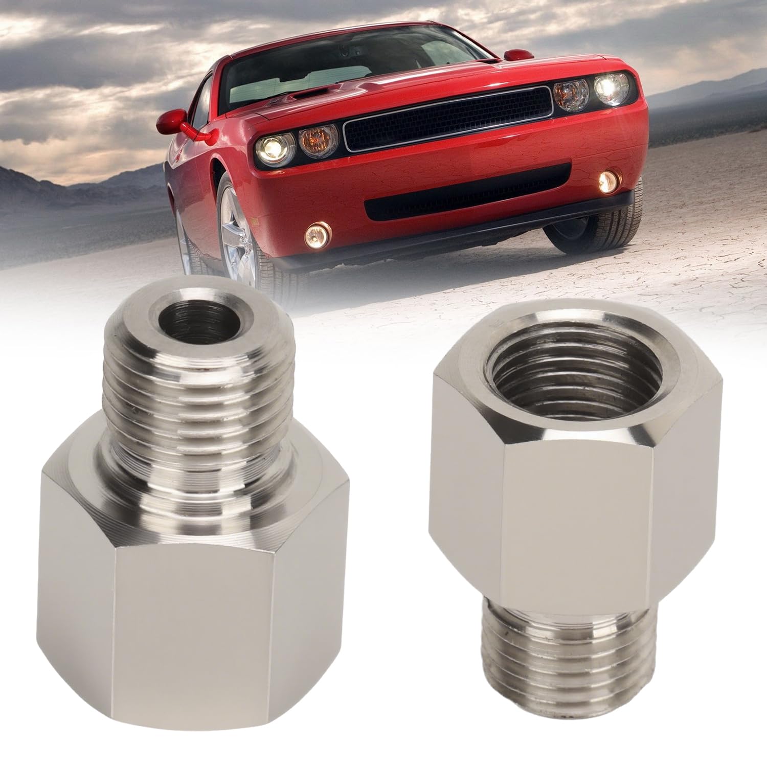 Tissting 2 Pezzi Adattatore 1/8 npt Adattatore Manometro, Connettori Riduzione da 1/8 di Pollice NPT Femmina a M10x1 Filettatura Maschio Esagonale con Rondella, Kit Motore Automobilistico Universale