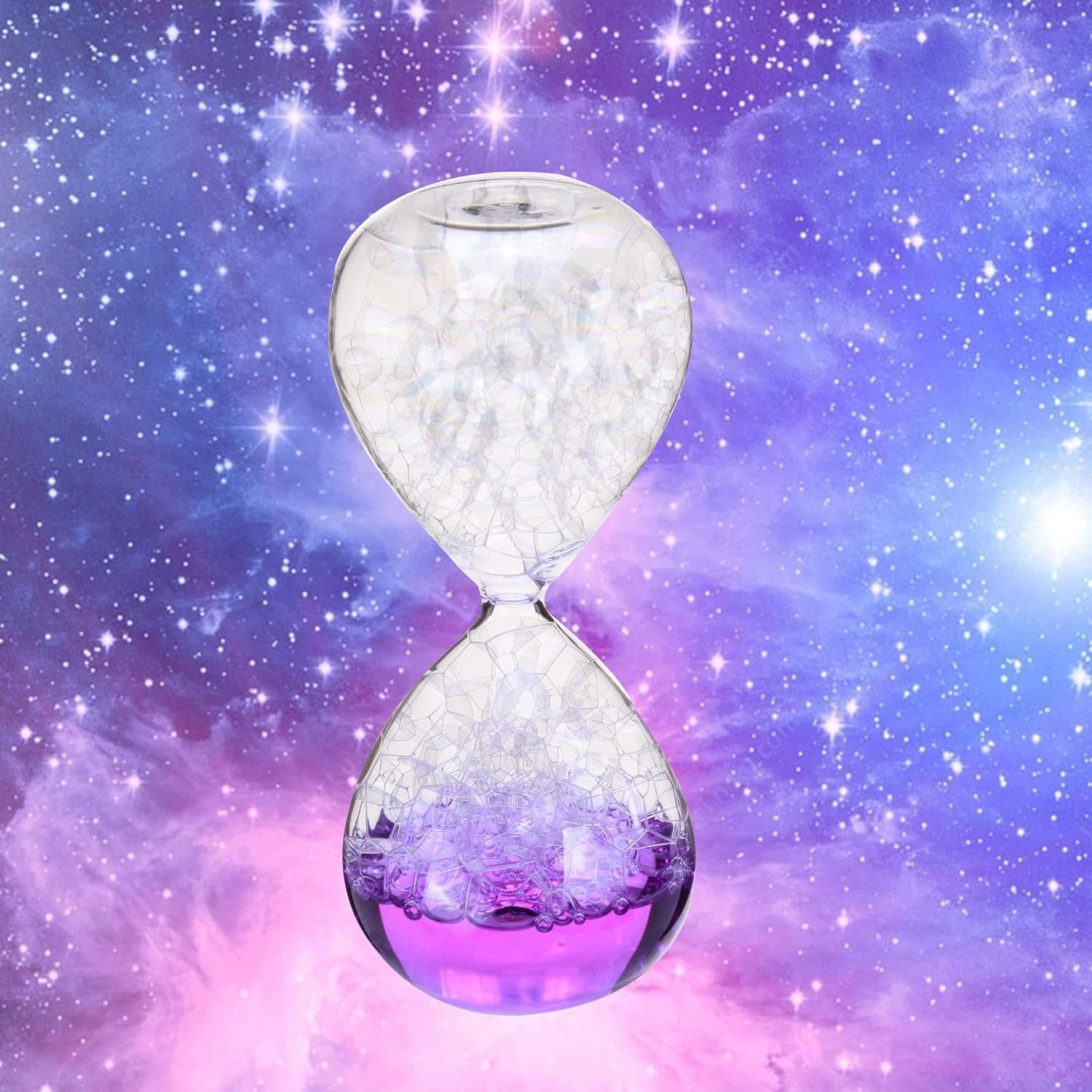 Bubble Liquid Glass Hourglass Timer, Time Hourglass Table Decoration, purple