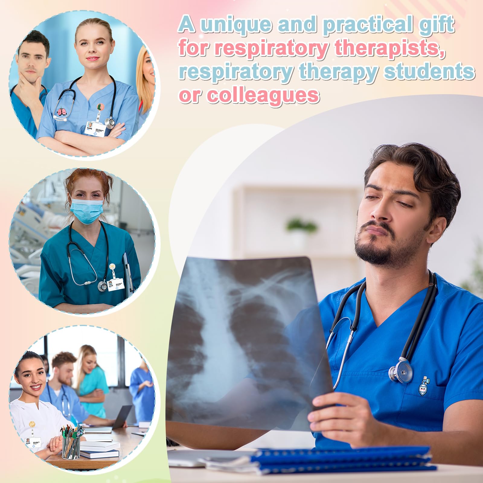 Yexiya 15 Set 2026 Nures Week Gift Bulk Respiratory Lung Inhaler Sign Ballpoint Pen with Badge Reels Appreciation Card Thank You Gift for Respiratory Therapist Nurse Teacher Medical Student