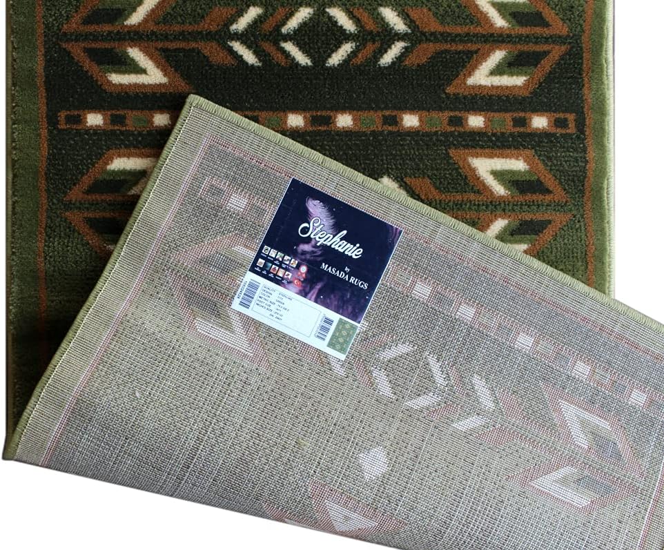 Masada Masada Rugs Southwest 2'x11' Native American Area Rug Runner in Green