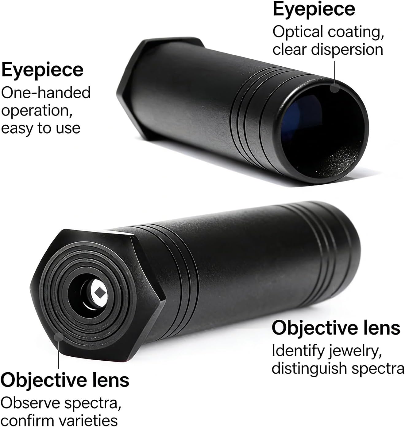 Handheld Calcite Dichroscope, Gemstone Identification Tool, Eyepiece 10nm/Objective 4nm, Reflected and Transmitted Light Tester, Jeweler Tool