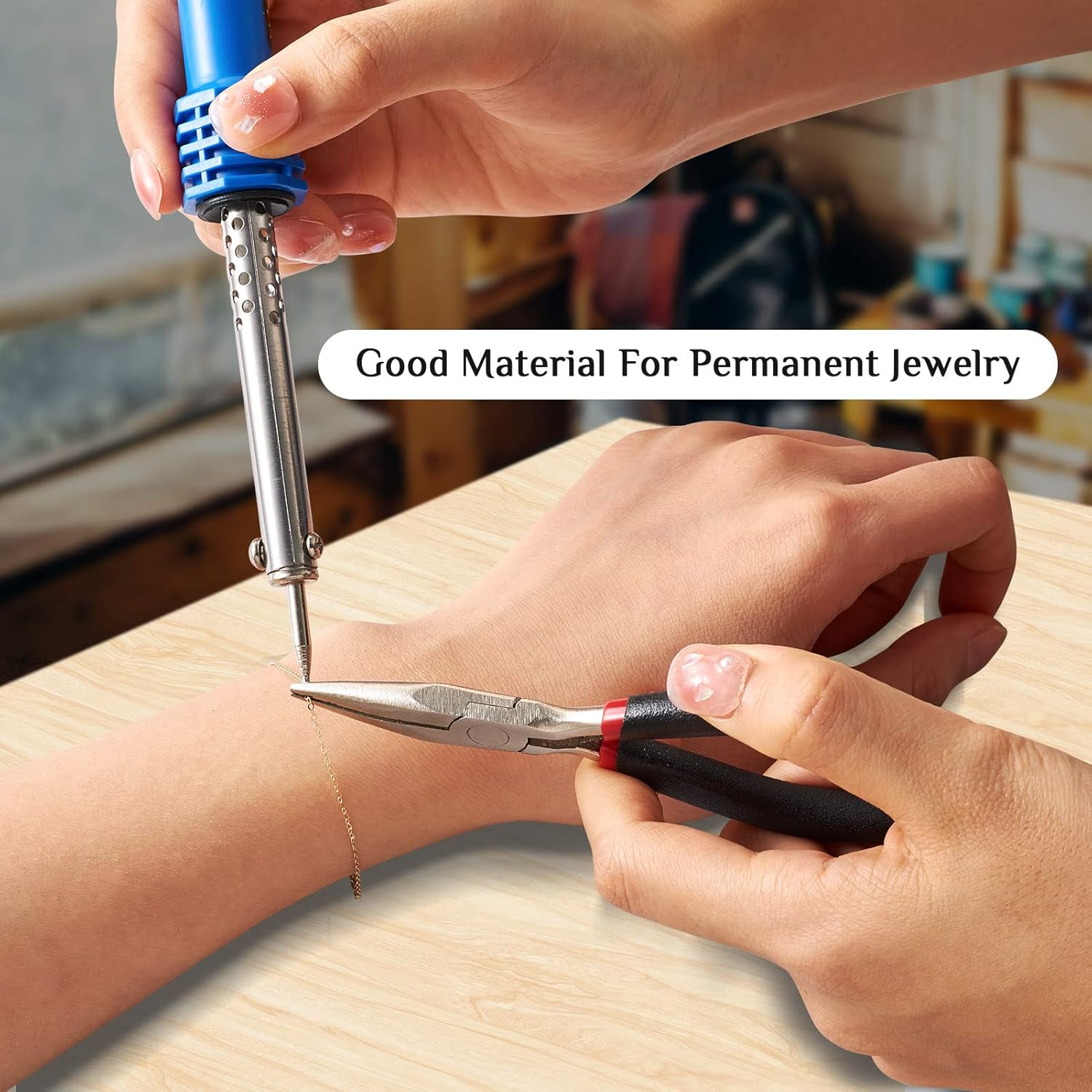 Pandahall 3.28 Feet Permanent Jewelry Chains Necklace Chains for Jewelry Making 14K Gold Thin Cable Chains Welded Golden Link Chains with Velvet Jewelry Bags - Image 6