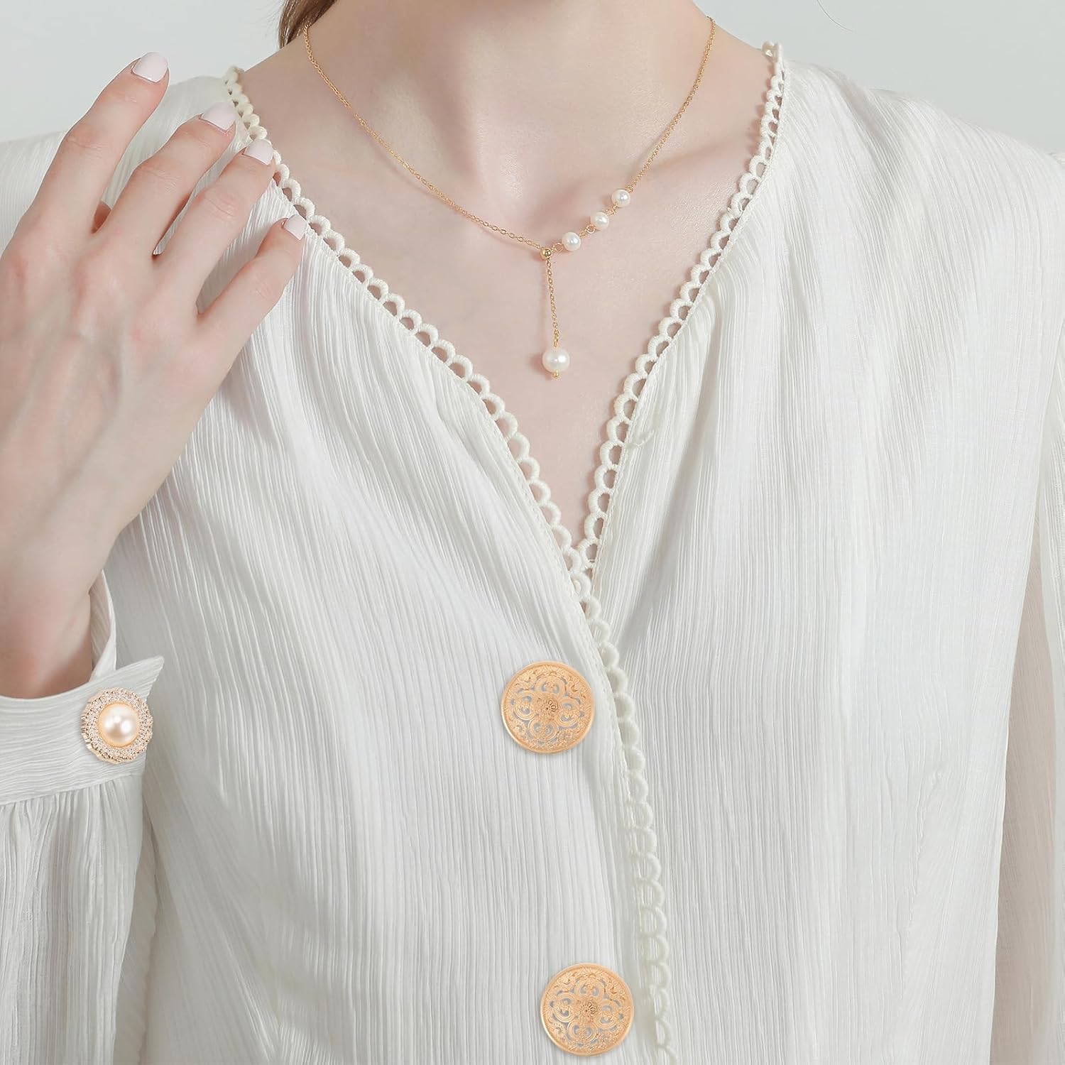 MILISTEN 30pcs Round Metal Hollow Out Buttons - Flat Coat Jacket Trousers Buttons (Light Golden, 25mm) - Image 5