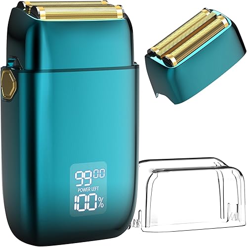 Maquinilla de afeitar eléctrica para la cara de hombre, afeitadora eléctrica para hombres, afeitadora de aluminio con 3 velocidades ajustables,